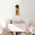 Decoratiune de perete, Chıld And Balloons, 50% lemn/50% metal, 30 x 86 cm, Negru
