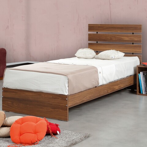 Pat de o persoană, Comforty, Fuga 120, 125x100x205 cm, PAL, Maro