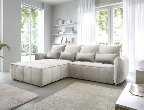 Coltar extensibil stanga 4 locuri ELTAP, LT-18MAN, Campo, 265x196x88 cm, lemn/poliester, bej
