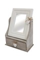 Cutie pentru bijuterii cu oglinda Heart, Bedora, lemn, alb