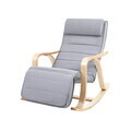 Scaun balansoar reglabil in 5 pozitii, Songmics, 67x125x91 cm, max 150 kg, lemn de mesteacan/bumbac, gri deschis