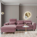 Coltar extensibil stanga 4 locuri ELTAP, Foble, 267x196x100 cm, lemn/poliester, roz inchis