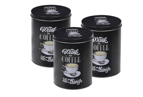 Set 3 recipiente pentru cafea Drink Coffee, 10.5×14 cm, aluminiu, negru Excellent Houseware