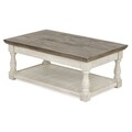 Masuta cafea lift top, Havalance, L.121 l.71 H.48/66, lemn de pin/pal, alb antichizat/grej