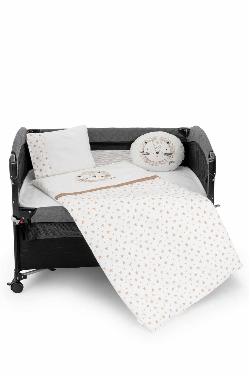 Set de dormit pentru bebelusi cu protectie laterala, Wallxpert, Park, Bej - imagine 2