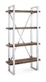 Corp biblioteca Stanton, Bizzotto, 90x35x180 cm, lemn reciclat/sticla temperata/inox