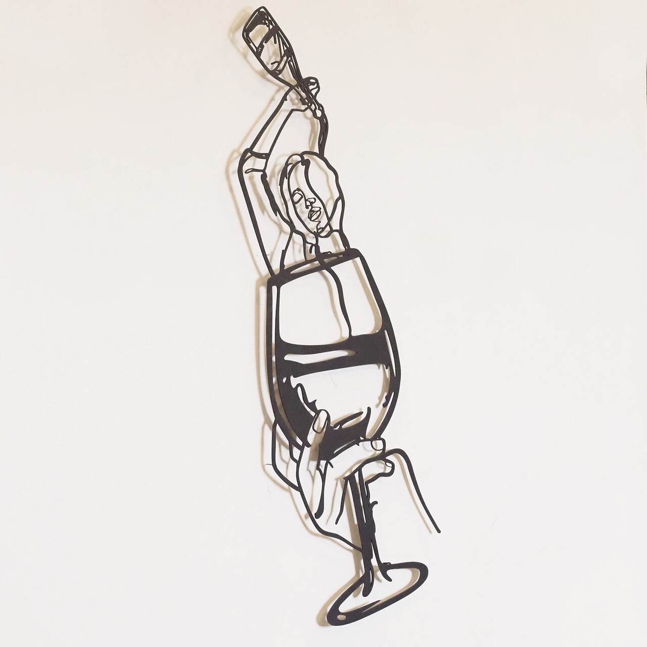 Decoratiune de perete, Glass of Wine Girl Line Art- APT749 L, Dimensiuni: 48 x 99 cm, Negru - view 5