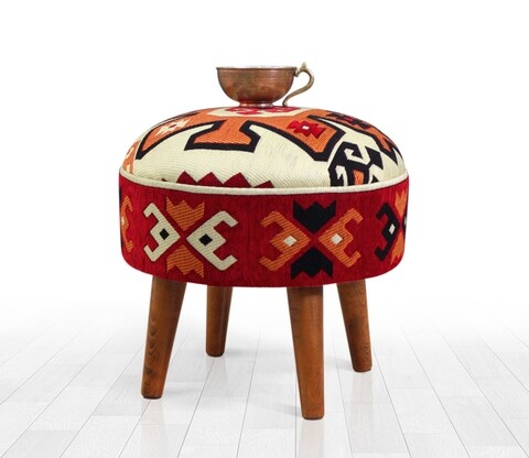 Taburet girit, lorence home, 46x42 cm, lemn/policoton, multicolor