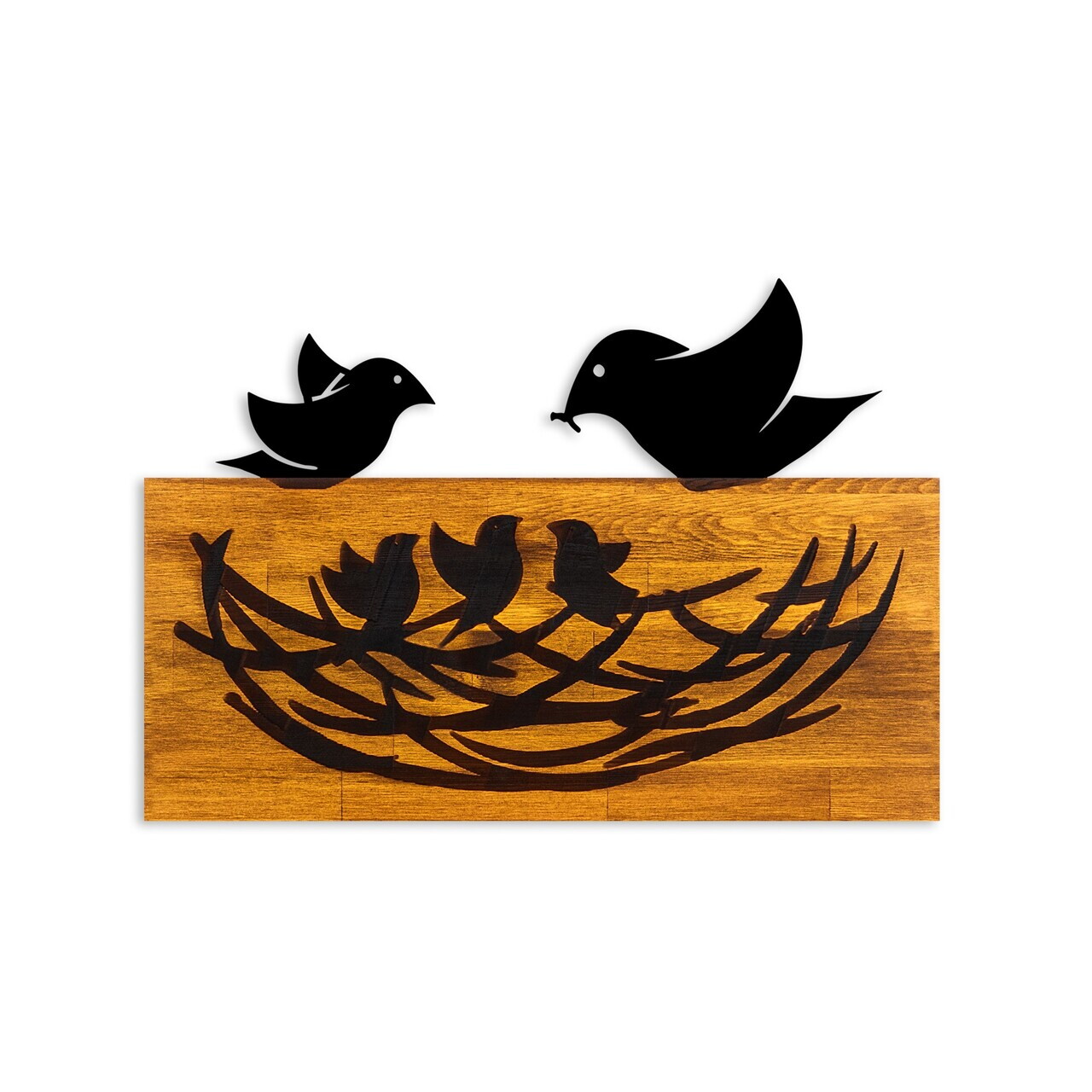 Decoratiune de perete, Family, Lățime: 58 cm Înălțime: 40 cm Adâncime: 3 cm, Nuc / Negru — imaginea 5