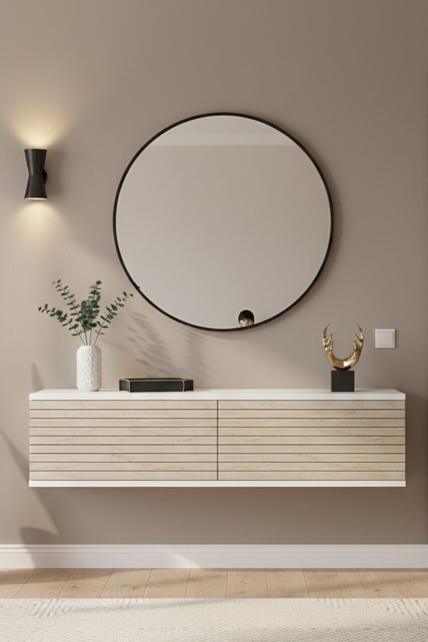Dulap, Hanah Home, Zeynep 120, 120x25.5x29.6 cm, Alb / Travertin — imaginea 3