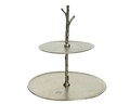 Platou pentru prajituri Branch, Decoris, 27.5x30x31 cm, aluminiu, argintiu