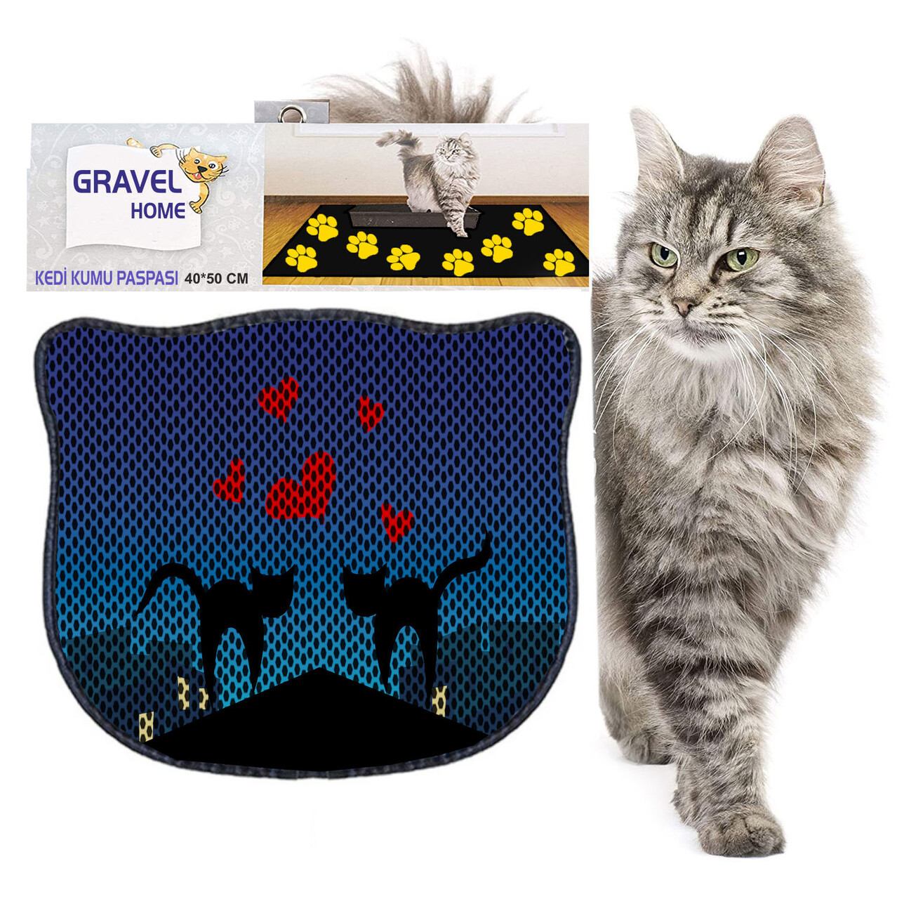 Covoras litiera pentru colectarea granulelor de nisip, Paws &amp; Whiskers, Kdkafa0246, 50% PVC/50% poliester, Multicolor - view 2