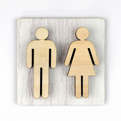 Decoratiune de perete, wc016, lemn, dimensiune: 12 x 2,5 x 12 cm, alb / maro