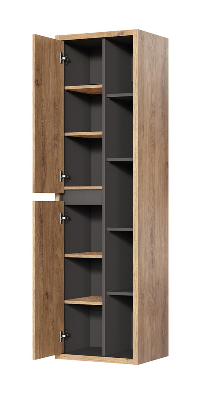 Set mobilier baie Devon 100 cm, dulap inalt, masca cu lavoar si cabinet cu oglinda, Comad, PAL, stejar/negru - view 2