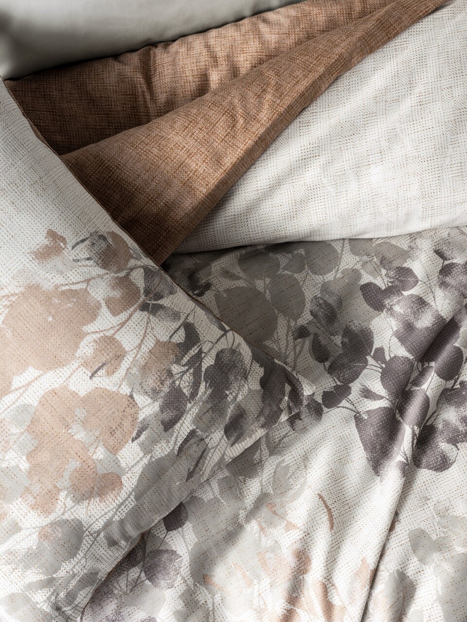 Lenjerie de pat dubla King (FR), L'essentiel Maison, Blatt, Gri - imagine 2