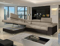 Coltar extensibil stanga 4 locuri ELTAP, ERI-49, Eridano, 275x202x88 cm, lemn/poliester, maro deschis/maro inchis