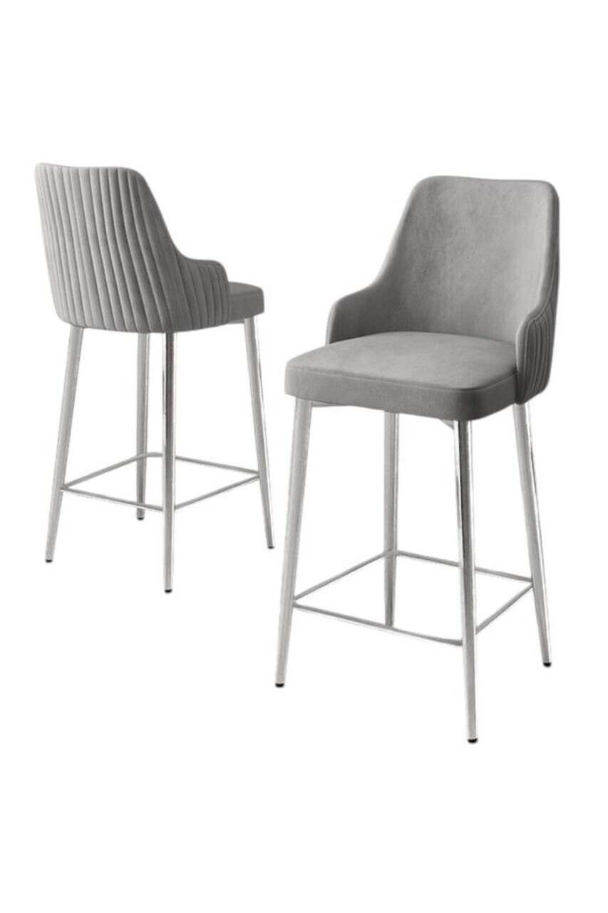 Set scaune de bar 6 piese, Hanah Home, Tera, Gri/Crom — imaginea 2