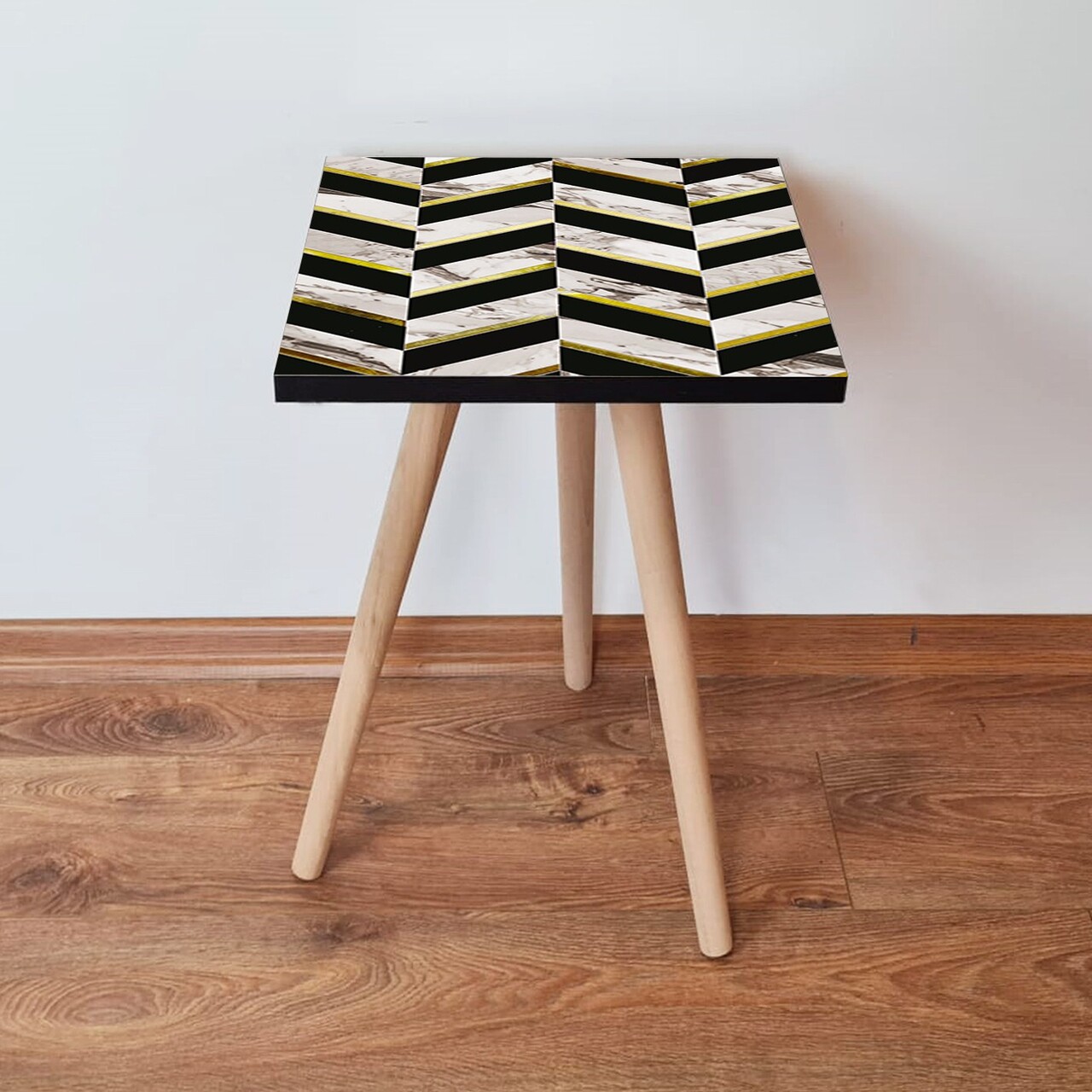 Masuta, Leona, Shp132, 35x42x35 cm, Negru / Auriu / Alb