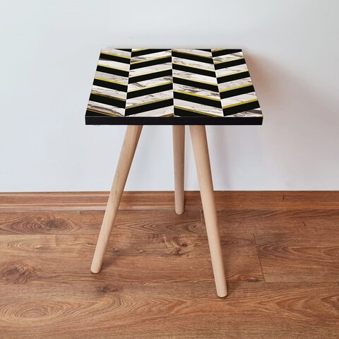 Masuta, Leona, Shp132, 35x42x35 cm, Negru / Auriu / Alb