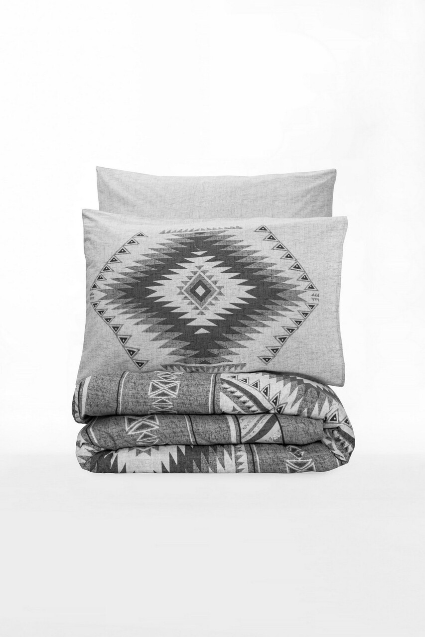 Lenjerie de pat dubla, Delos - Anthracite, Cotton Box, Bumbac Ranforce
