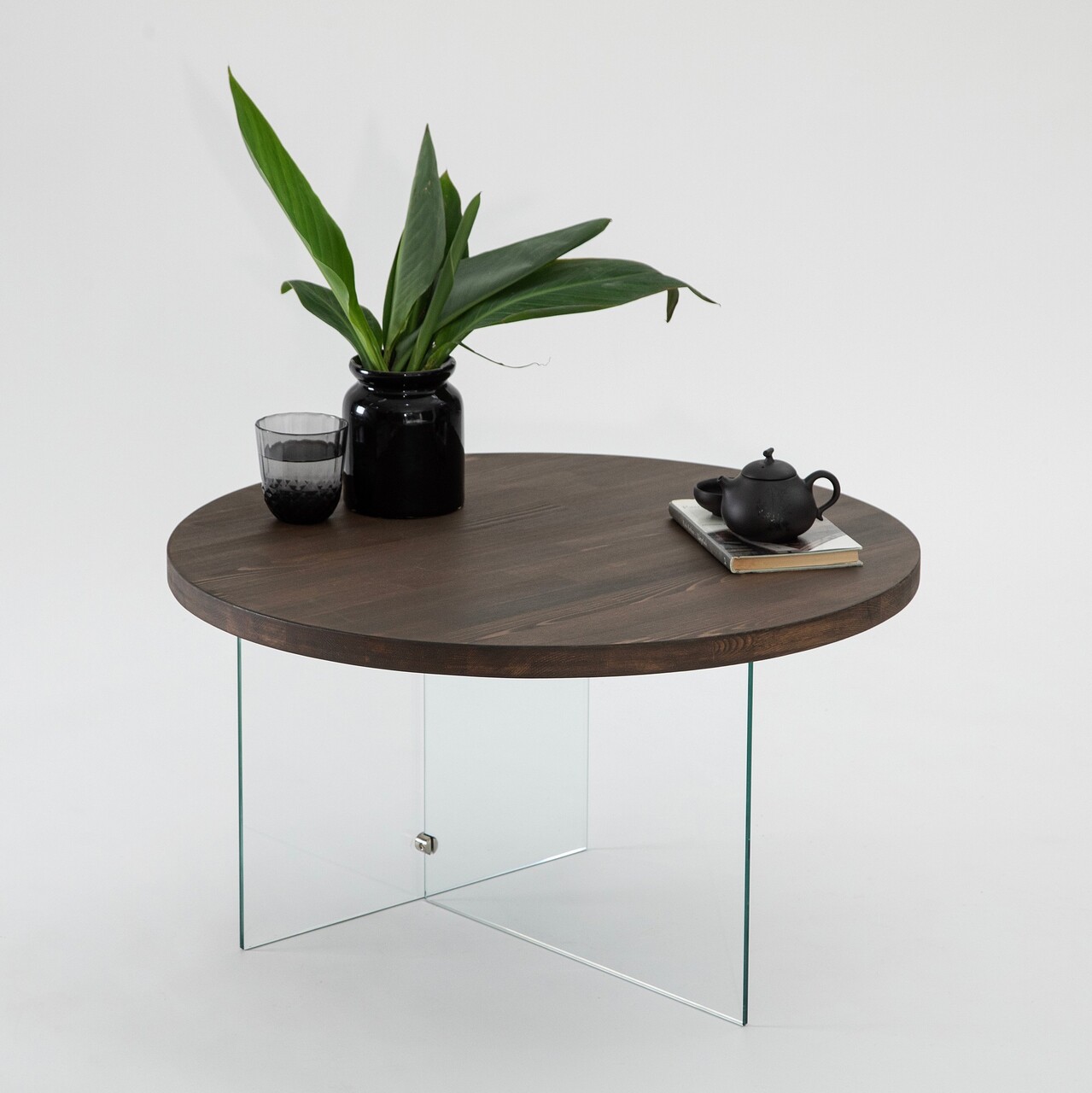 Masuta de cafea, Neostill, Serenity, 70x40 cm, Sticla temperata, Transparent/Nuc - 1 | YEO