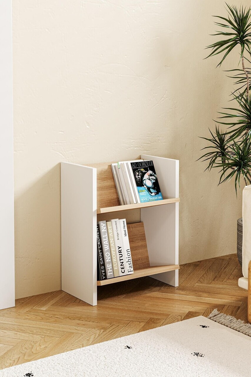 Corp biblioteca, Hanah Home, Derga2, 44x55x25 cm, Stejar Sonomo / Alb