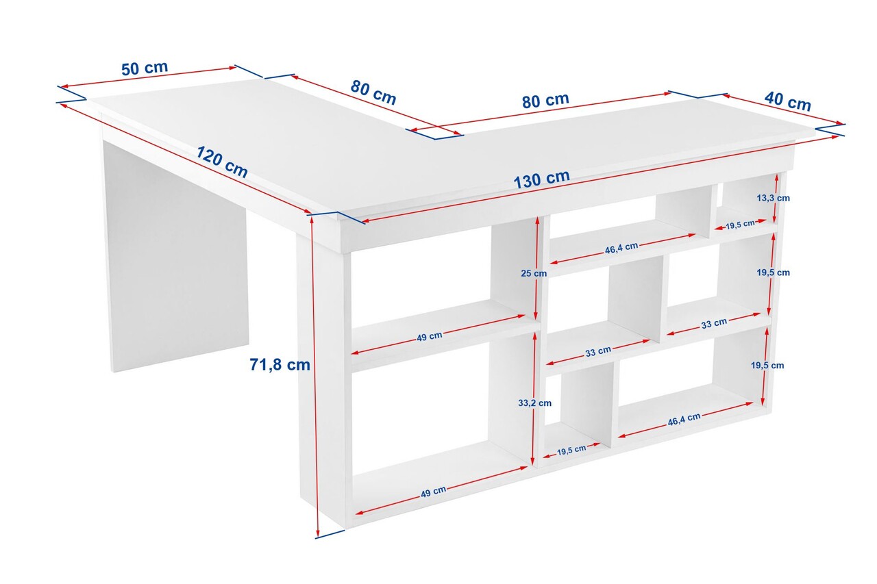 Birou, Nordure, Vesper, 130x72x120 cm, PAL, Antracit / Pin Atlantic