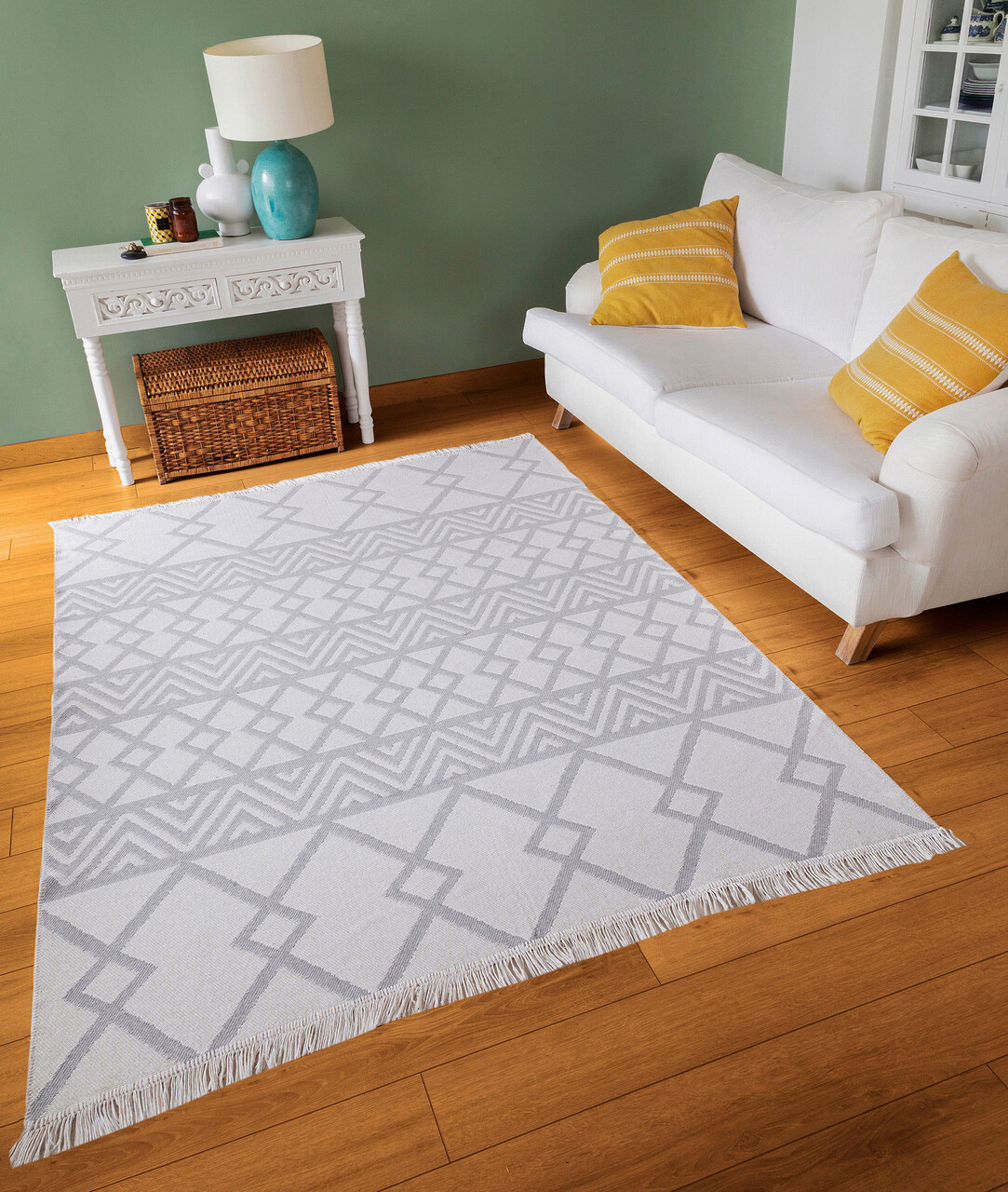 Covor, 22995A , 160x230 cm, Bumbac, Alb/Gri - 1 | YEO