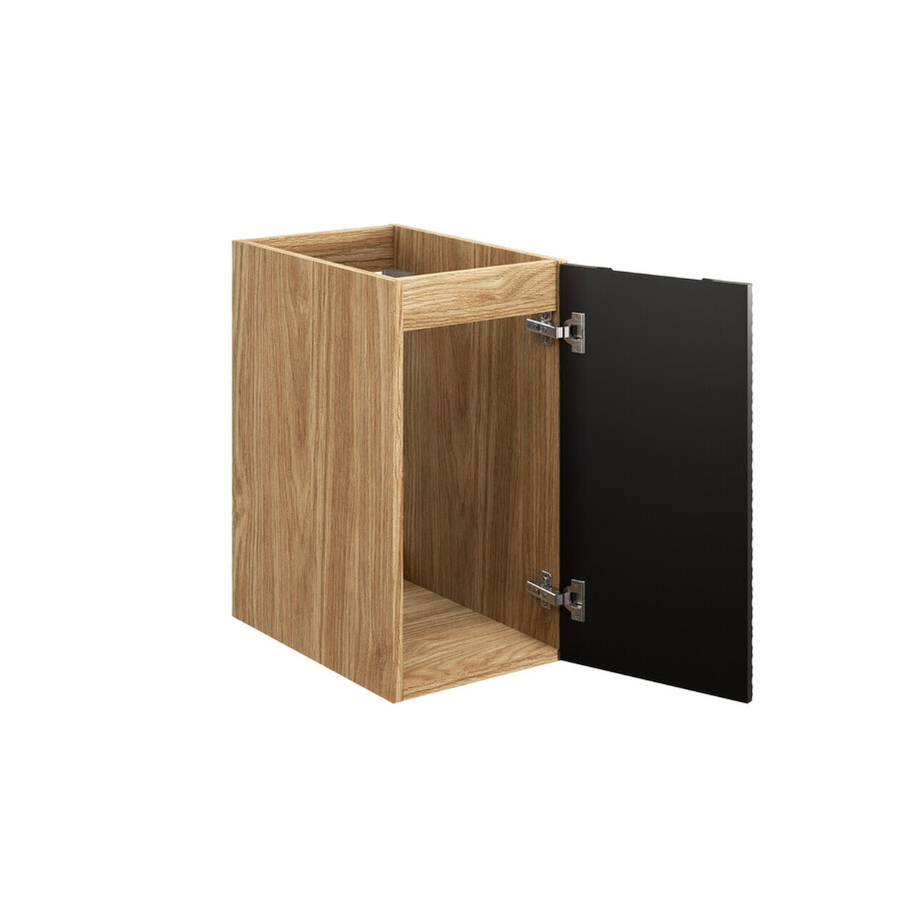 Set mobilier baie, dulap dublu cu lavoar, 120 cm Mona, Ocean Black, Comad, MDF/PAL laminat, negru mat/stejar — imaginea 3