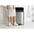 Cos de gunoi cu pedala, Brabantia, Bo Pedal, 2x30 L, 36.3x54.1x65.2 cm, otel, argintiu