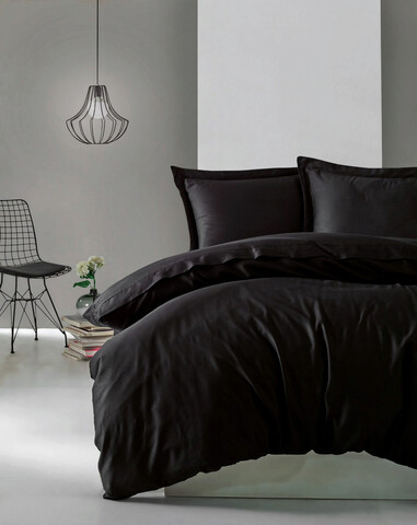 Lenjerie de pat pentru o persoana Single XL (DE), Elegant - Black, Cotton Box, Bumbac Satinat