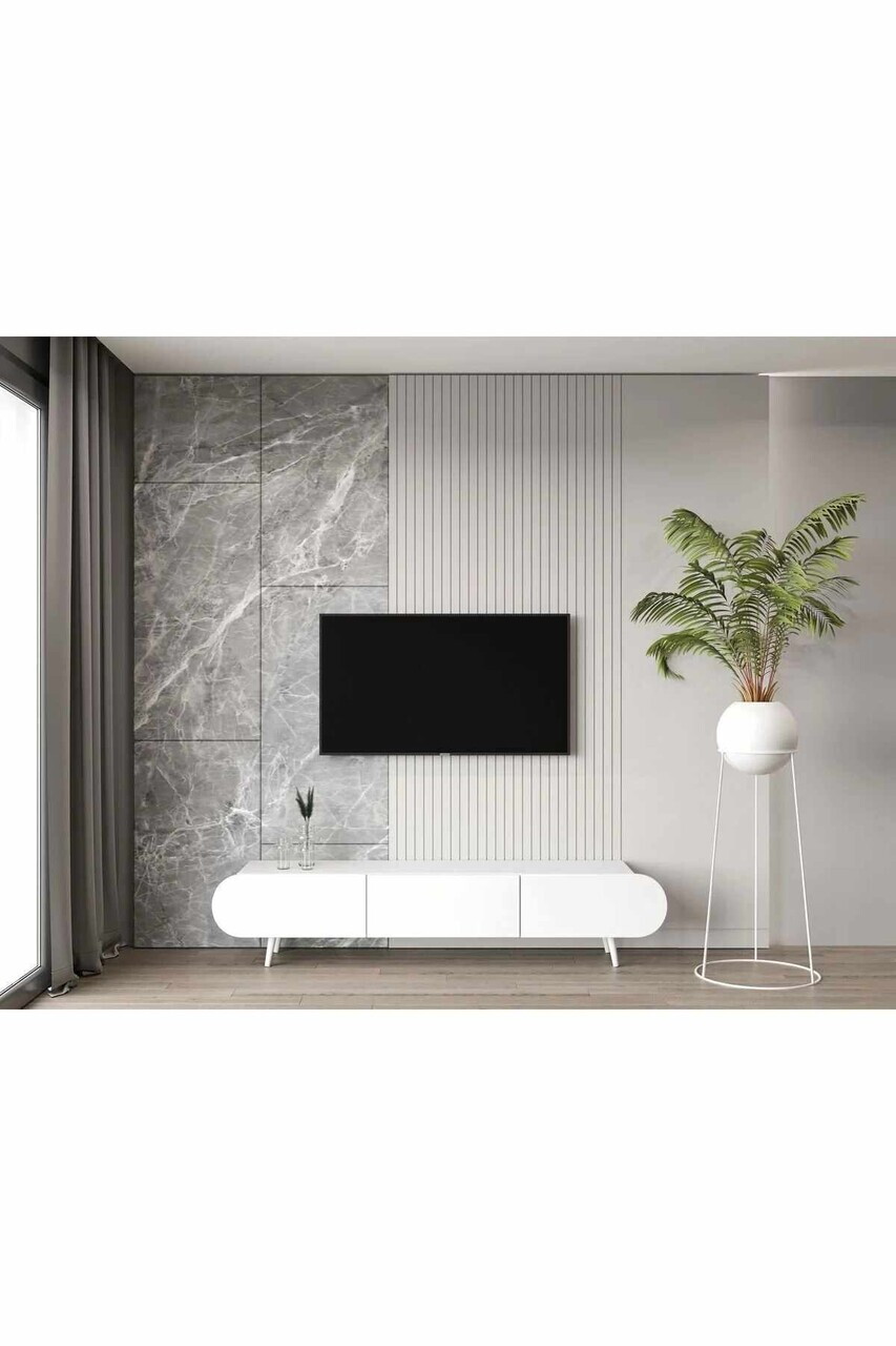 Comoda TV, Hanah Home, Regulus 200, 200x49x30 cm, MDF, Alb - view 2