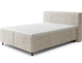 Pat continental tapitat cu lada depozitare, 160x200 cm, ELTAP, Cortiko, lemn/poliester, bej deschis