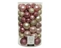 Cutie cu 100 globuri asortate Mix, Decoris, plastic, roz/sampanie