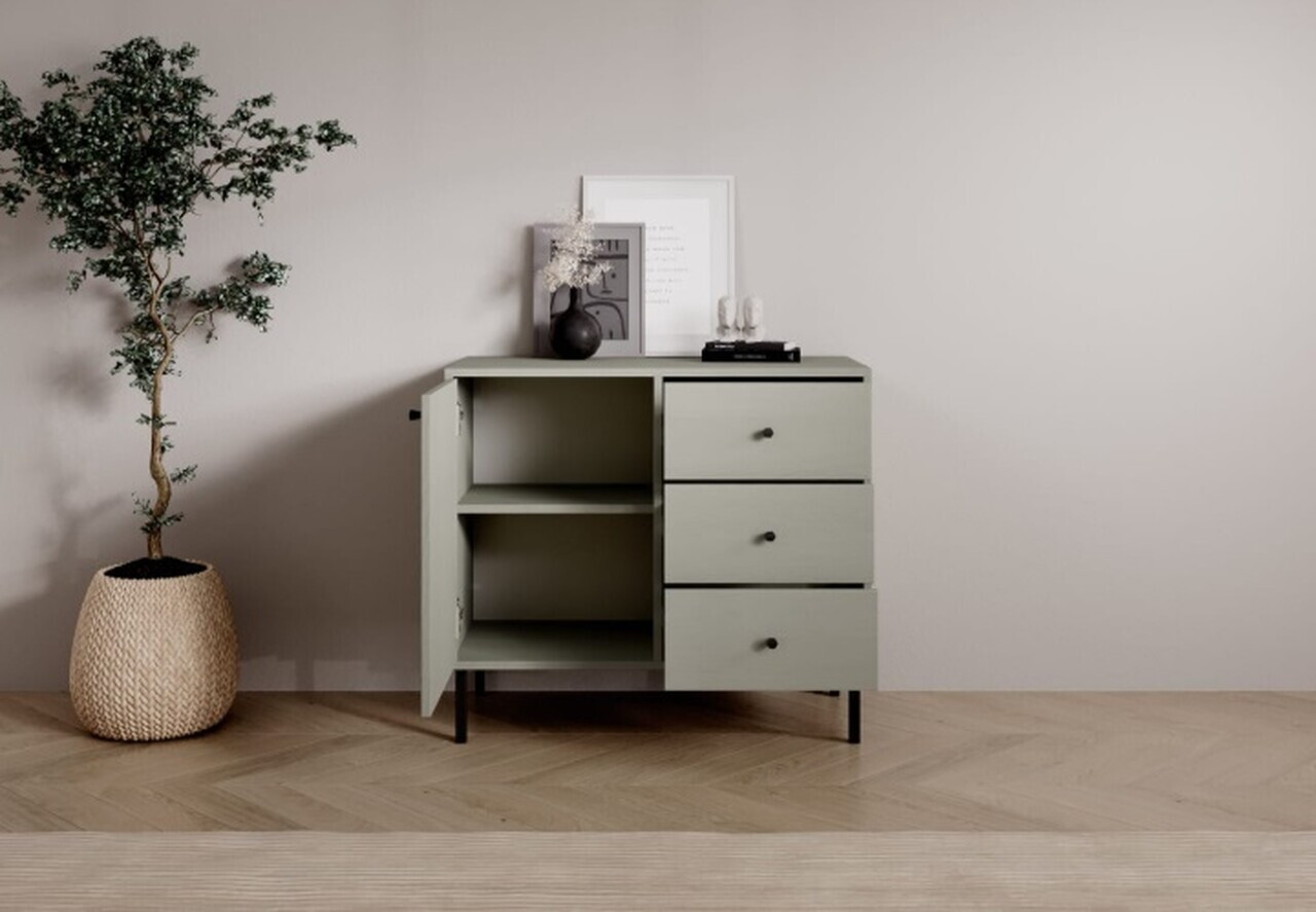 Comoda ADRK, Tili 1D 3S, 83.6x40.8x73.9 cm, PAL laminat, verde eucalipt — imaginea 6
