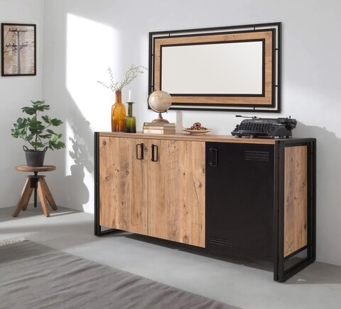 Bufet inferior cosmo nora, sapphire, 140x45x80 cm, natural/negru