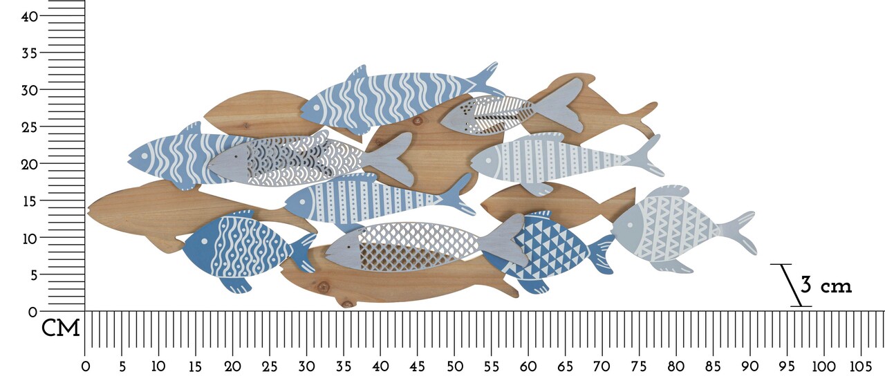 Decoratiune de perete Fish Sea, Mauro Ferretti, 91x33.5 cm, fier/MDF, multicolor - 1 | YEO