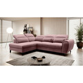 Coltar extensibil stanga 4 locuri ELTAP, LT-24VE, Noble, 255x201x100 cm, lemn/poliester, roz