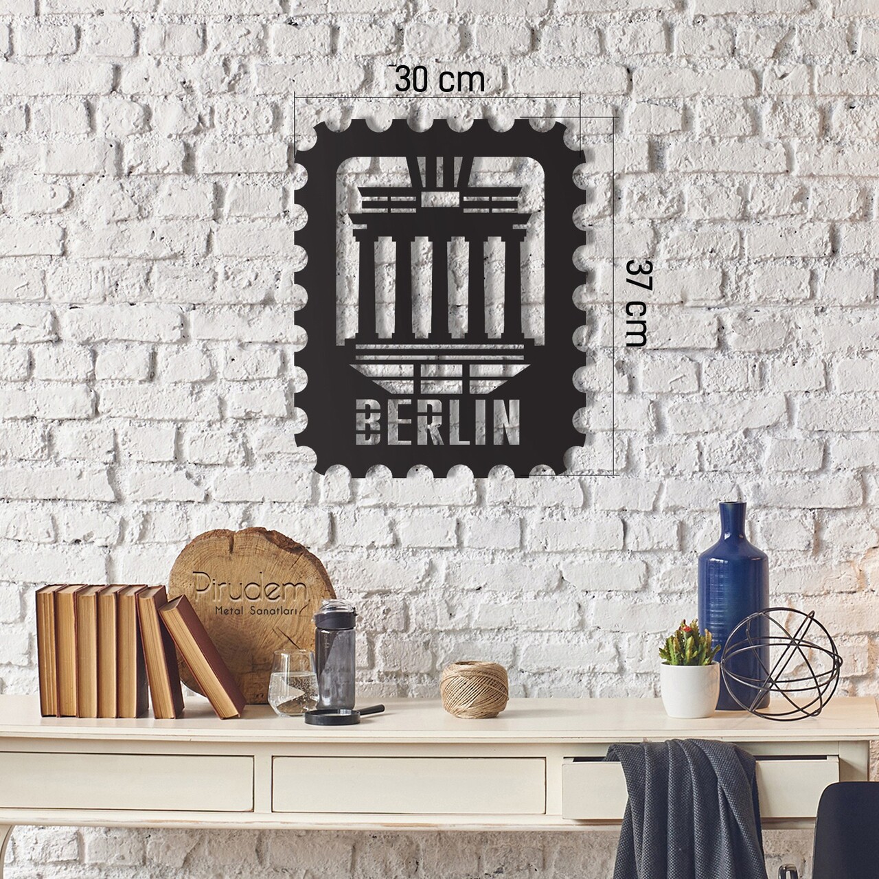 Decoratiune de perete, Berlin Stamp, Dimensiune: 30 x 37 cm, Negru - view 2
