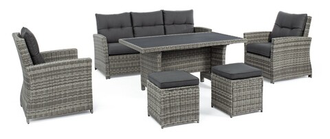 Set Mobilier Pentru Gradina/terasa 6 Piese Ariel, Bizzotto, Fibra Sintetica/tesatura Ofelin, Gri