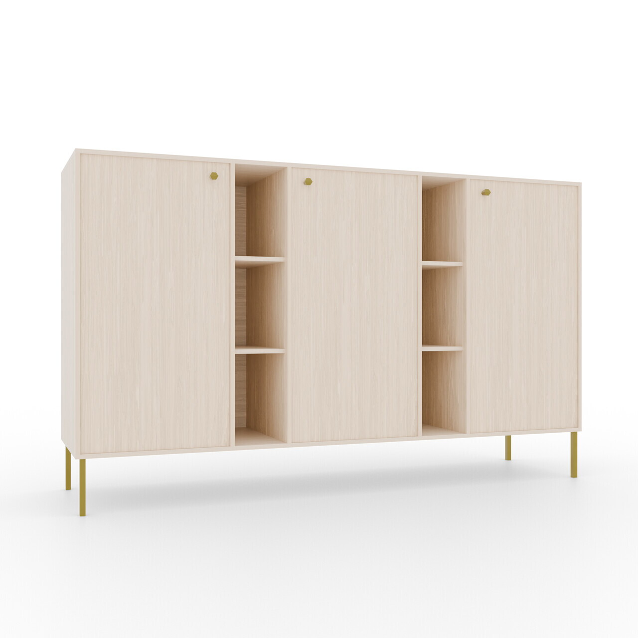 Comoda ADRK, Tili 3D 6P, 157.7x40.8x95 cm, PAL laminat, bej — imaginea 2