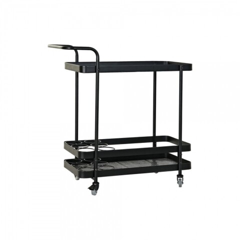 Carucior multifunctional, dkd home, 80 x 40 x 84 cm, metal/sticla, negru