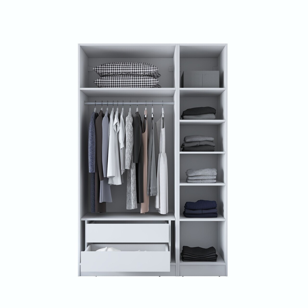Dulap pentru haine, Hanah Home, BA155, 135x210x57.5 cm, PAL melaminat, Alb - view 8