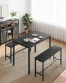 Set masa si 2 banci, Vasagle, 110x70x75 cm/97x30x50 cm, PAL/otel, negru