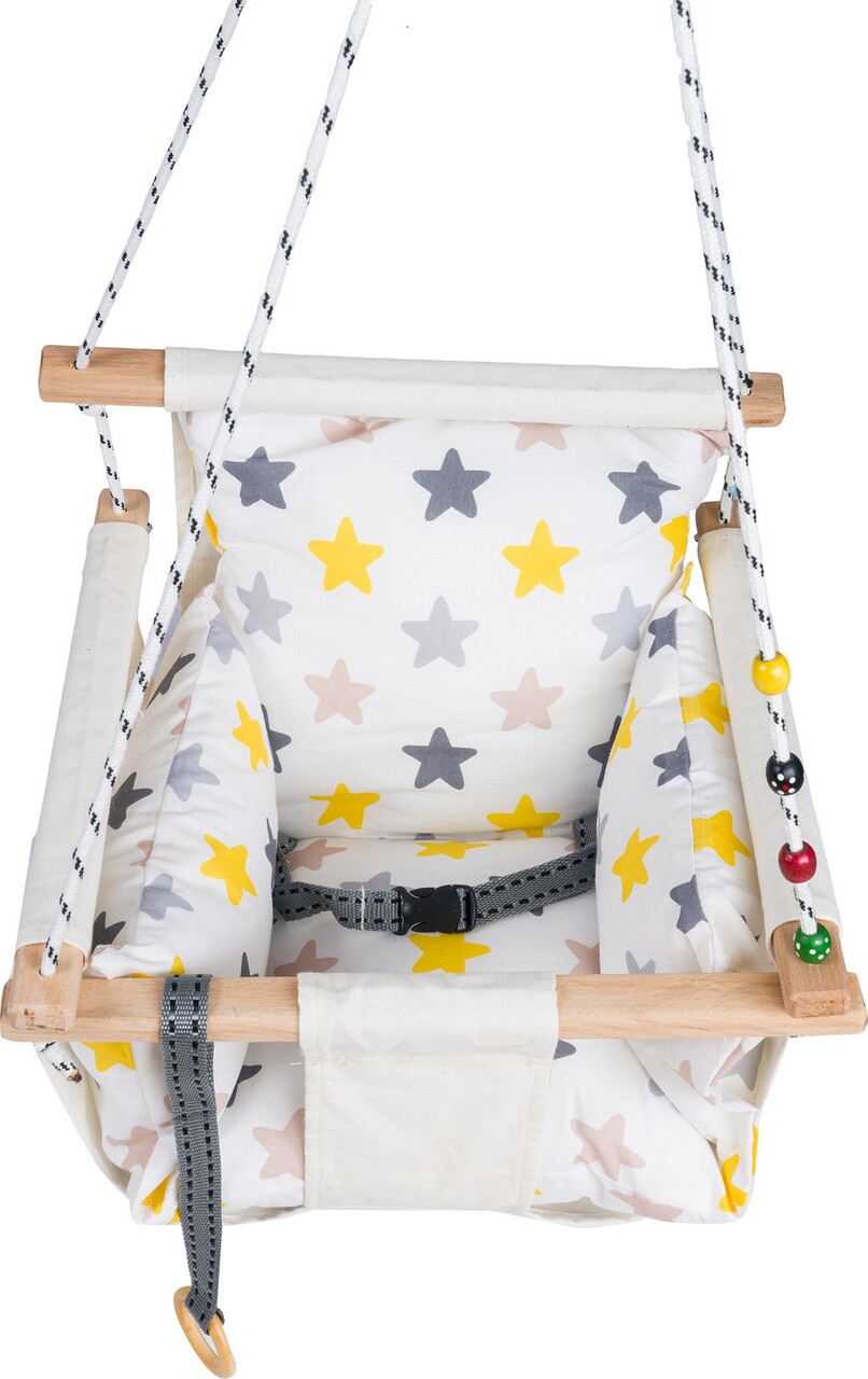 Baby Swing Chair, Wallxpert, Selale, Lemn, Ecru - view 2