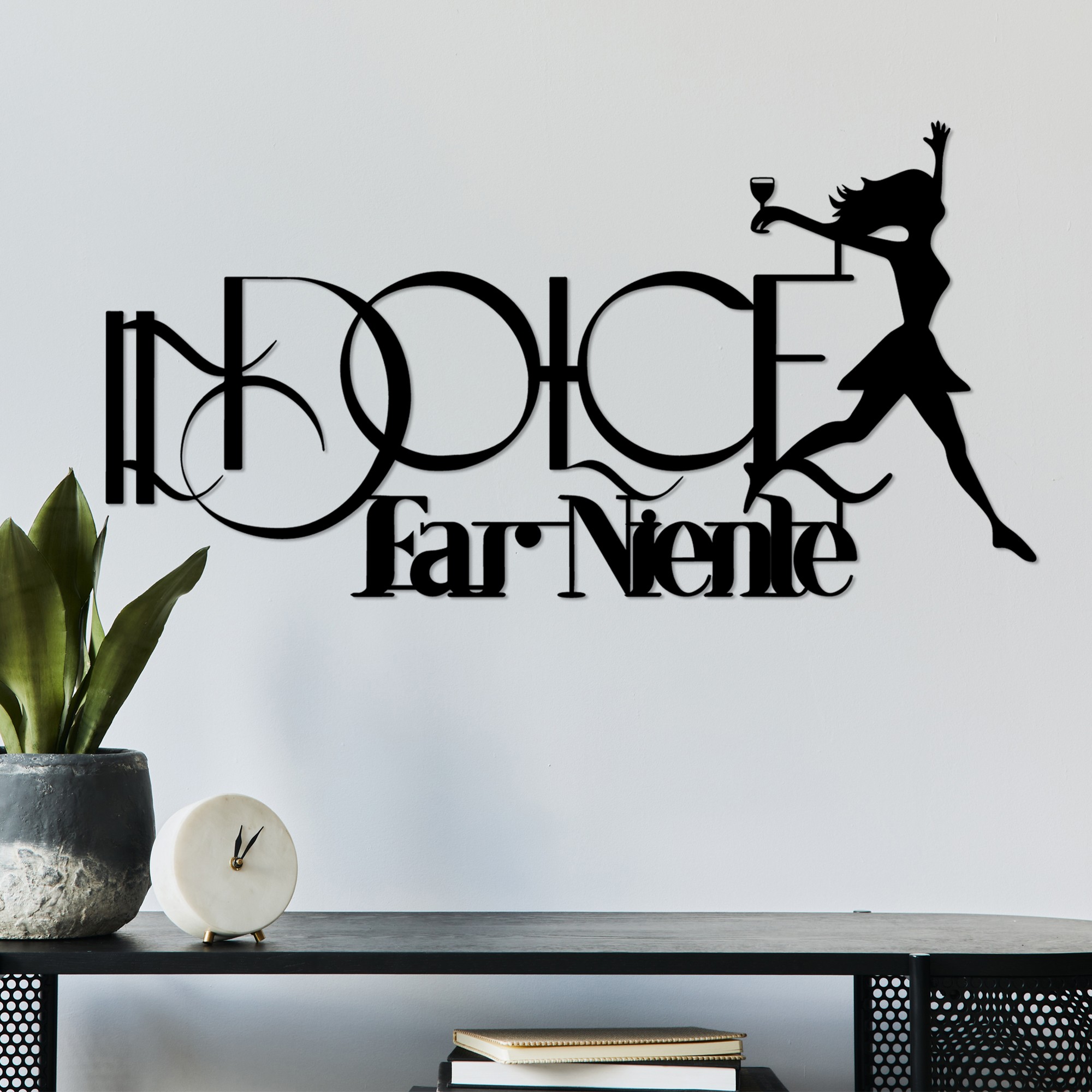 Decoratiune de perete, Dolce far Niente 1, Dimensiune: 60 x 31 cm, Negru