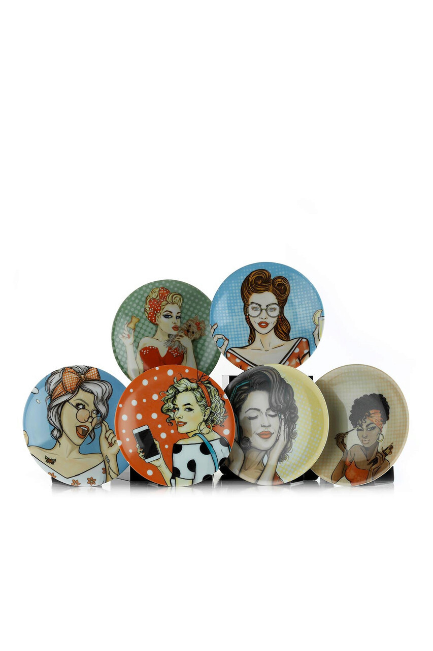 Set platouri servire, Kütahya Porselen, 710KTP9346, Portelan , Dimensiune: 25 x 25 x 2 cm (6 bucăți), Multicolor - 1 | YEO