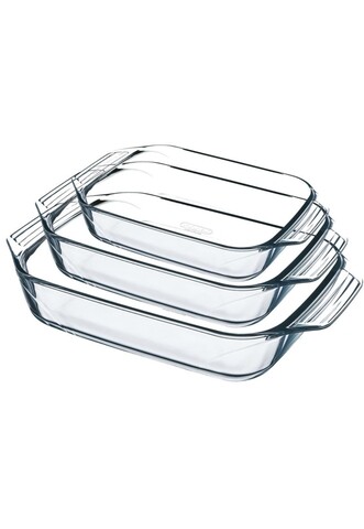 Set 3 vase dreptunghiulare, Pyrex, 2.1 L/2.9 L/3.8 L, sticla termorezistenta