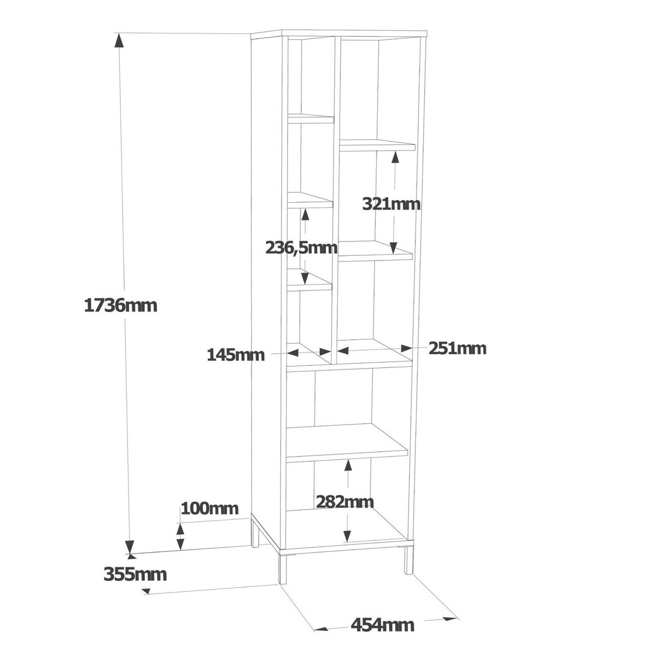 Dulap multifunctional, Hanah Home, Vı2-W, 45x173.6x35.5 cm, Alb - imagine 8