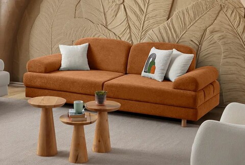 Canapea extensibila 3 locuri, Atelier del Sofa, 752EST1121, Frame: 70% HORNBEAM/30% MELAMINE COATED CHIPBOARD, Caramiziu